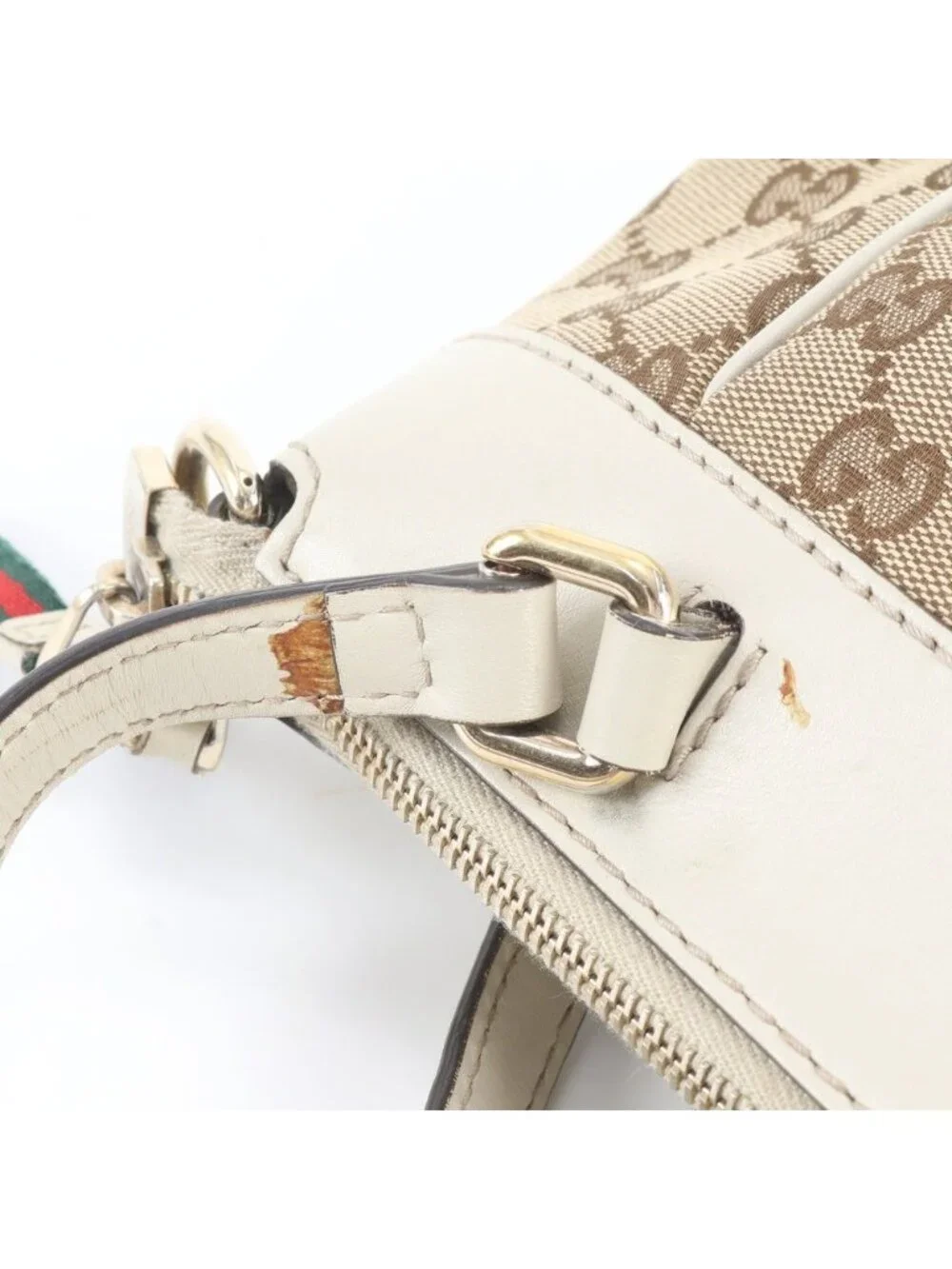 Gucci GG Canvas Mayfair Ribbon Leather Tote Shoulder Hand